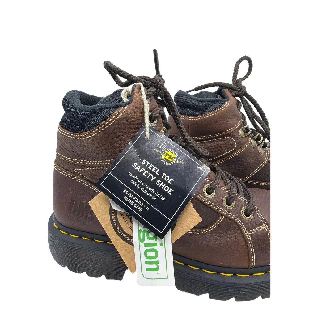Dr. Martens Steel Toe Boots Mens 7 Womens 8 Brown New Industrial Safety Boots